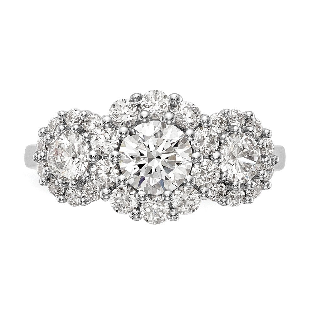14K White Gold 3 Stone Simulated Diamond Engagement Ring