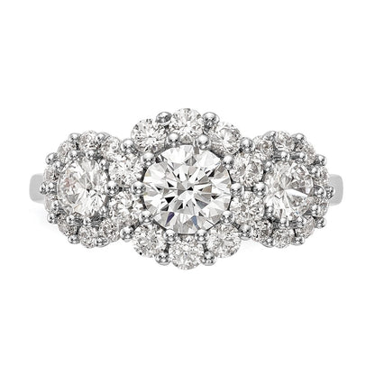 14K White Gold 3 Stone Simulated Diamond Engagement Ring