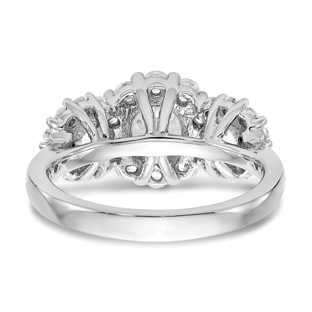 14K White Gold 3 Stone Simulated Diamond Engagement Ring
