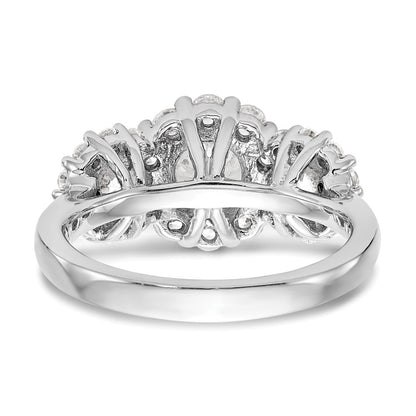 14K White Gold 3 Stone Simulated Diamond Engagement Ring