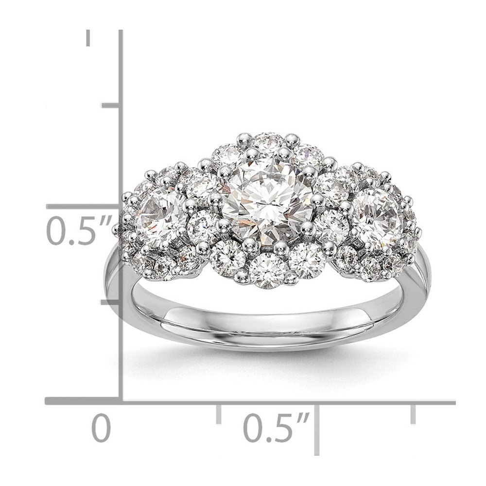 14K White Gold 3 Stone Simulated Diamond Engagement Ring
