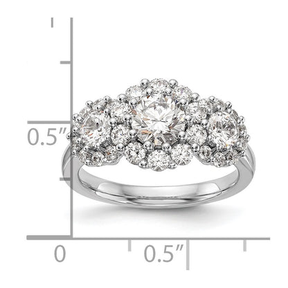 14K White Gold 3 Stone Simulated Diamond Engagement Ring