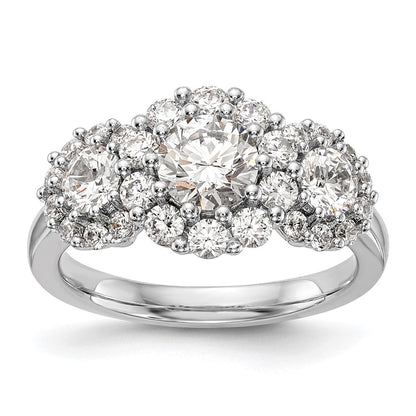 14K White Gold 3 Stone Simulated Diamond Engagement Ring