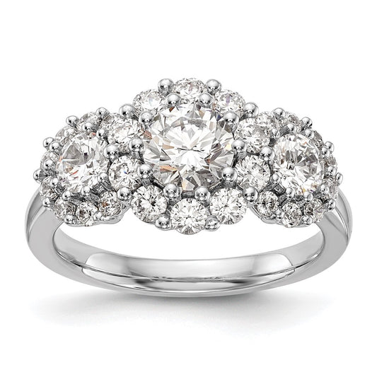 14K White Gold 3 Stone Simulated Diamond Engagement Ring