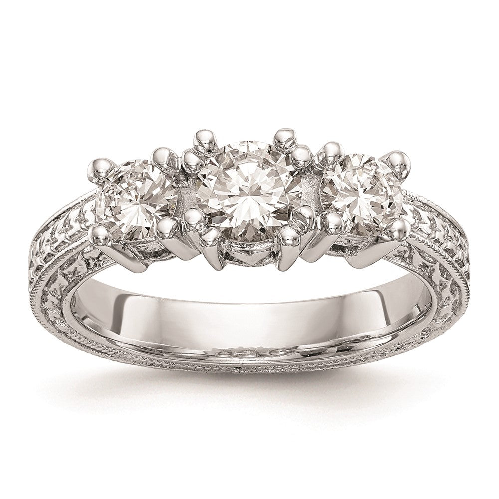 0.50ct. CZ Solid Real 14K White Gold 3-Stone Engagement Ring