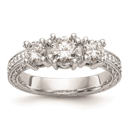 0.50ct. CZ Solid Real 14K White Gold 3-Stone Engagement Ring