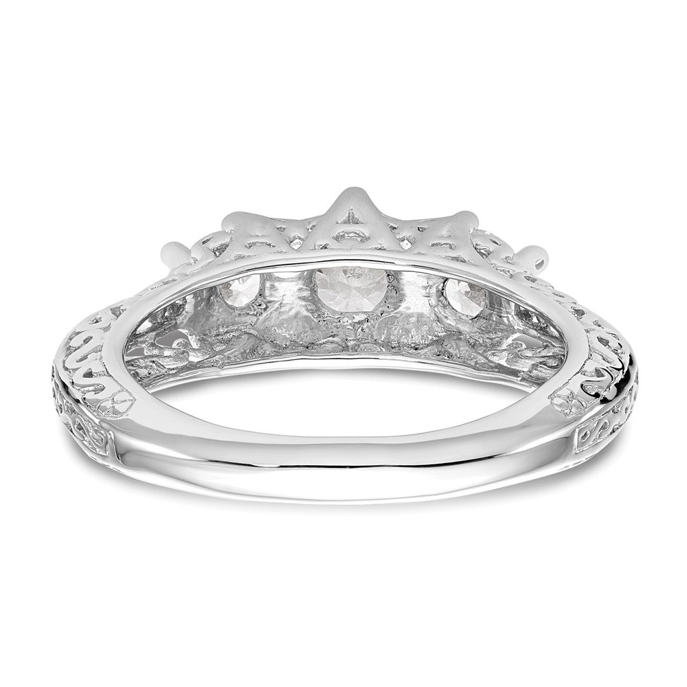 0.50ct. CZ Solid Real 14K White Gold 3-Stone Engagement Ring