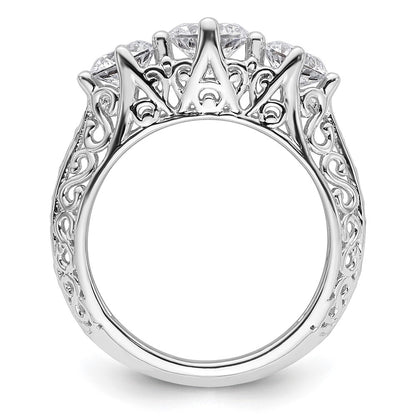 0.75ct. CZ Solid Real 14K White Gold 3-Stone Engagement Ring