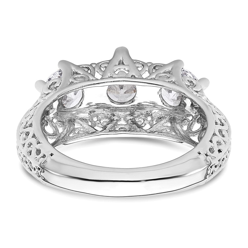 0.75ct. CZ Solid Real 14K White Gold 3-Stone Engagement Ring