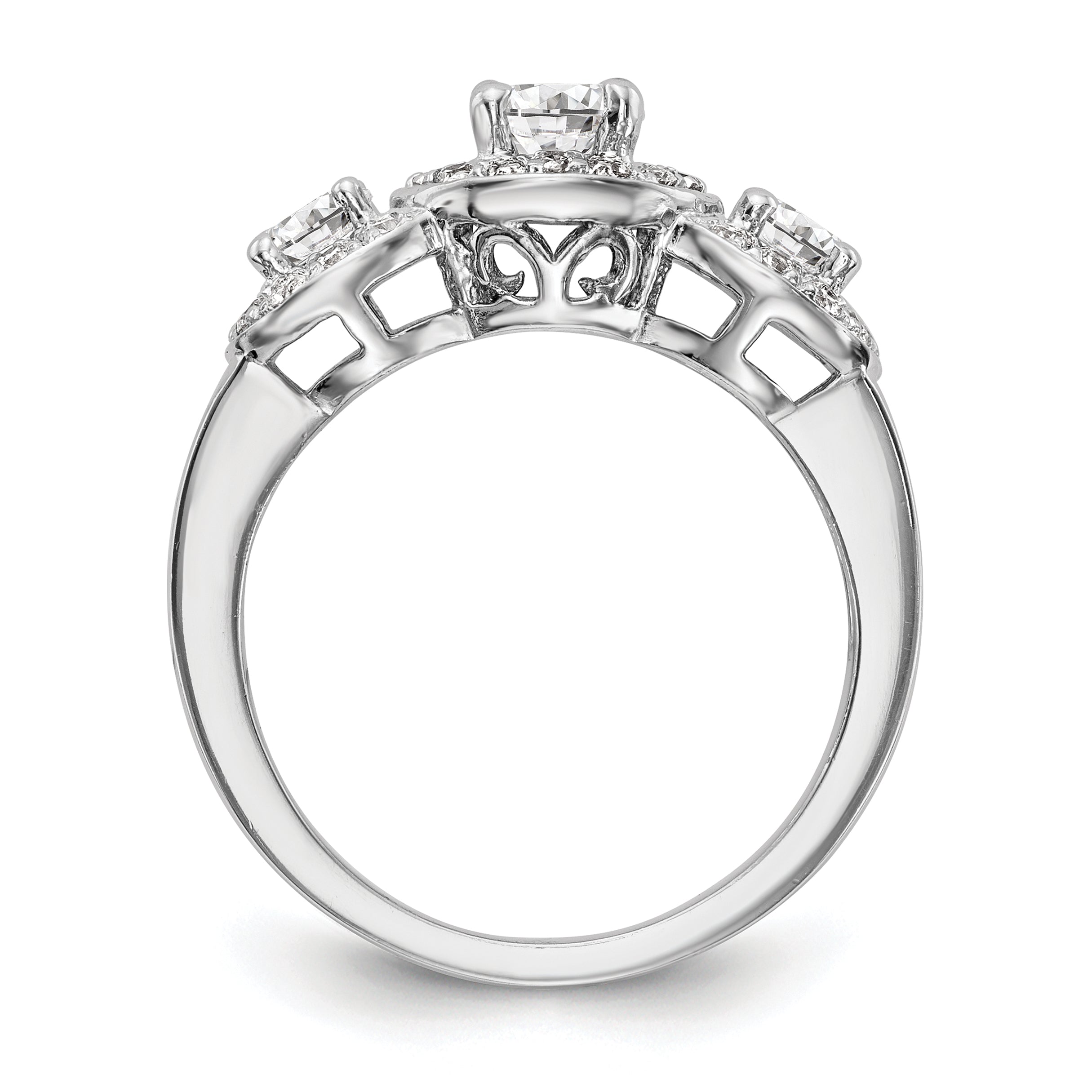 14k White Gold 1 1/3 Ct. Lab Grown Diamond VS/SI+ G+ Three Stone Engagement Ring