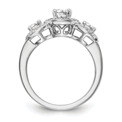 14K White Gold 1 1/3 Carat Lab Grown Diamond Vs/Si+ G+ Complete Three Stone Engagement Ring (Size 7 Only)