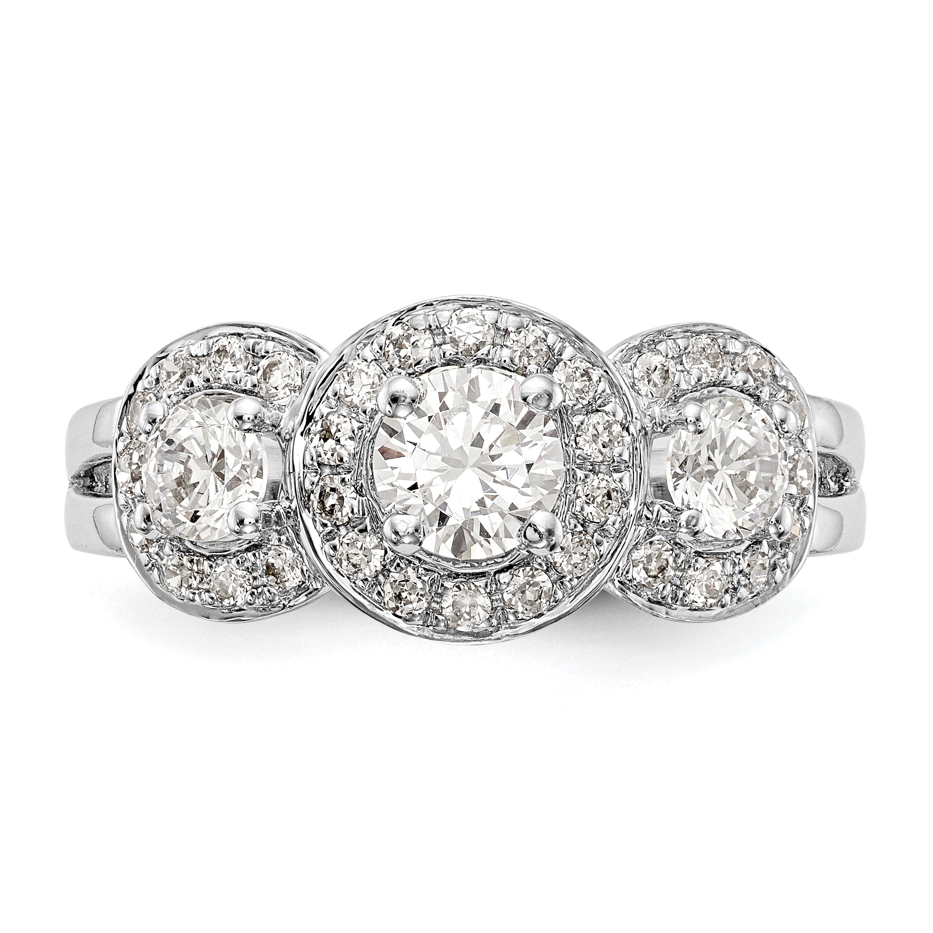 14k White Gold 1 1/3 Ct. Lab Grown Diamond VS/SI+ G+ Three Stone Engagement Ring