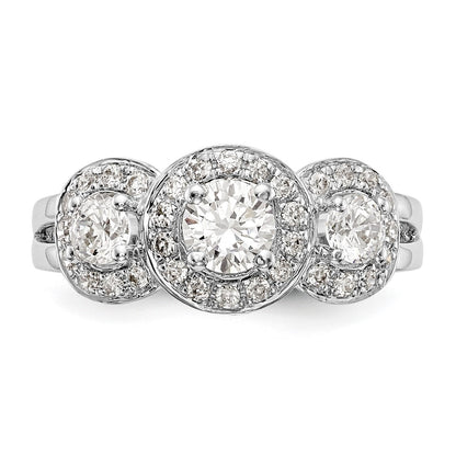 14k White Gold 1 1/3 Ct. Lab Grown Diamond VS/SI+ G+ Three Stone Engagement Ring