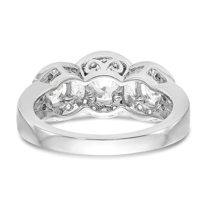 14K White Gold 1 1/3 Carat Lab Grown Diamond Vs/Si+ G+ Complete Three Stone Engagement Ring (Size 7 Only)