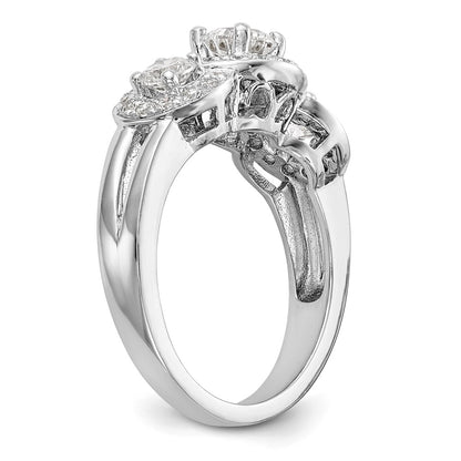 14k White Gold 1 1/3 Ct. Lab Grown Diamond VS/SI+ G+ Three Stone Engagement Ring