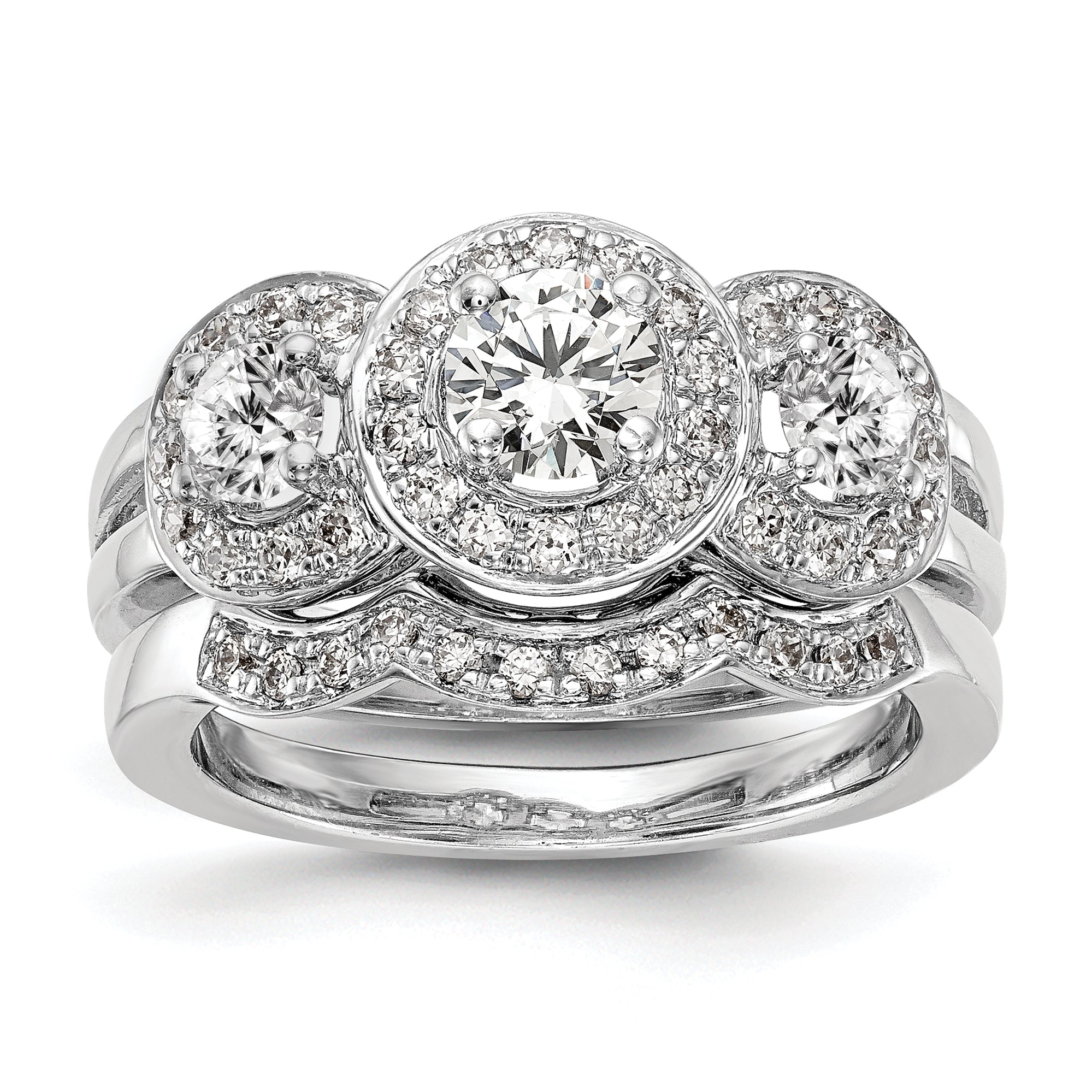 14k White Gold 1 1/3 Ct. Lab Grown Diamond VS/SI+ G+ Three Stone Engagement Ring