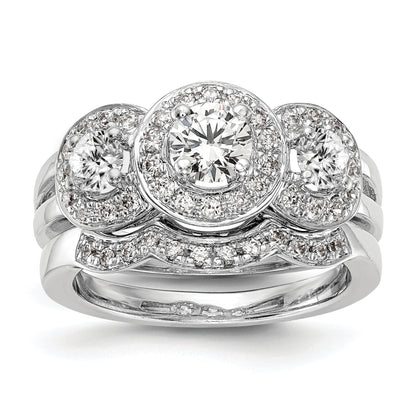 14k White Gold 1 1/3 Ct. Lab Grown Diamond VS/SI+ G+ Three Stone Engagement Ring