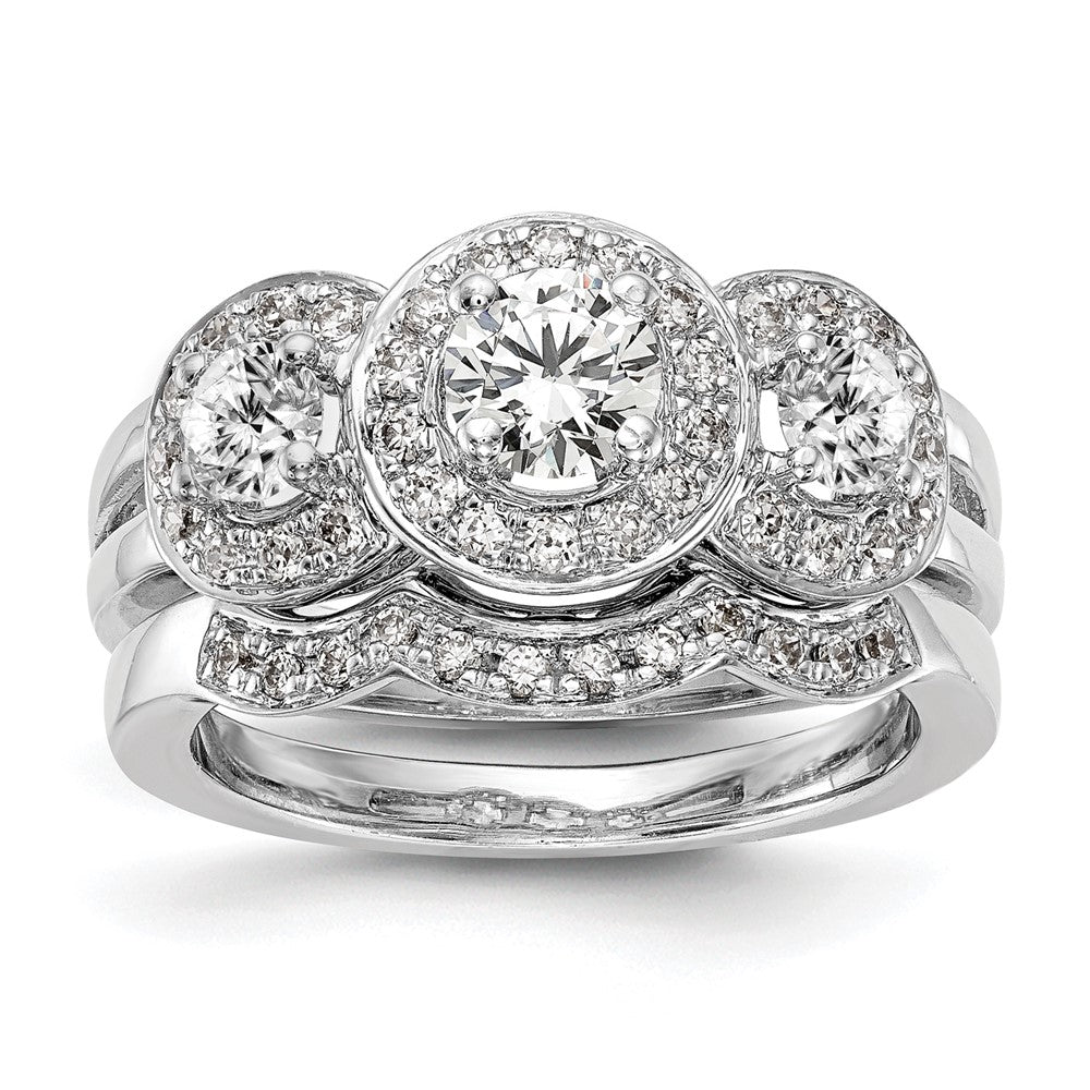 14k White Gold 1 1/3 Ct. Lab Grown Diamond VS/SI+ G+ Three Stone Engagement Ring