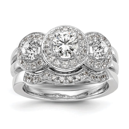 14k White Gold 1 1/3 Ct. Lab Grown Diamond VS/SI+ G+ Three Stone Engagement Ring