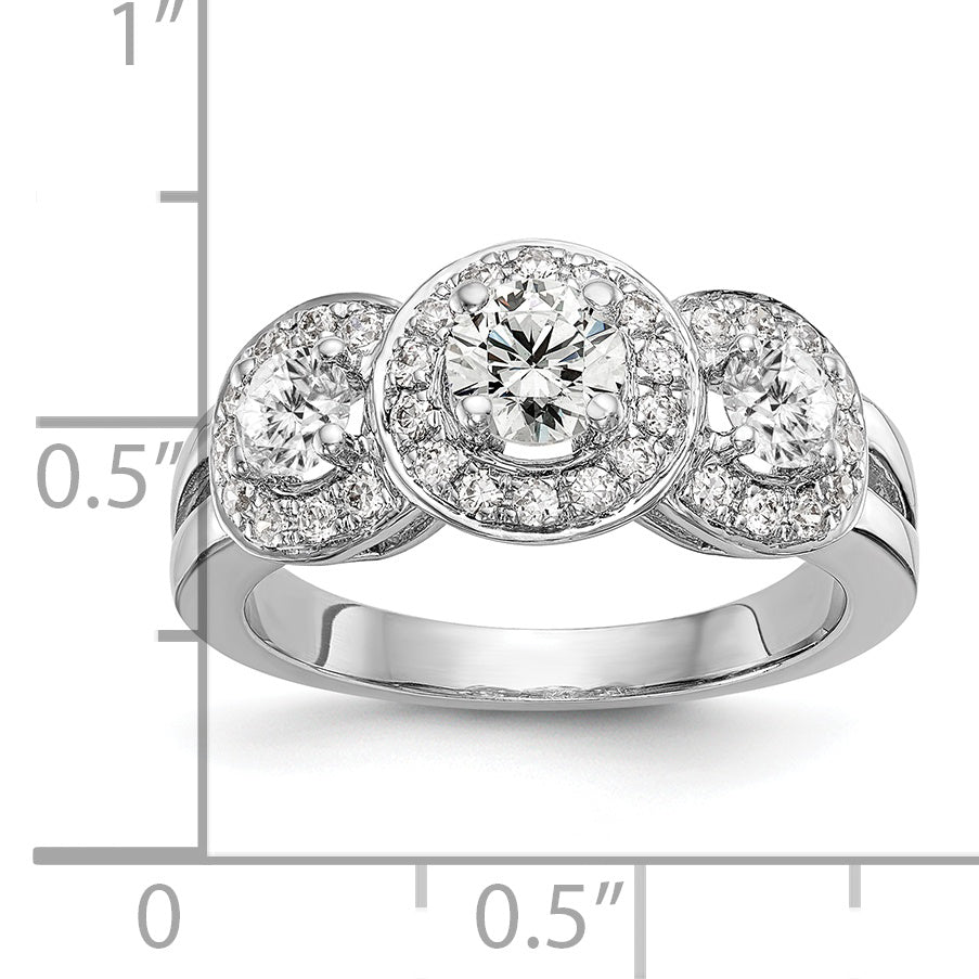 14k White Gold 1 1/3 Ct. Lab Grown Diamond VS/SI+ G+ Three Stone Engagement Ring