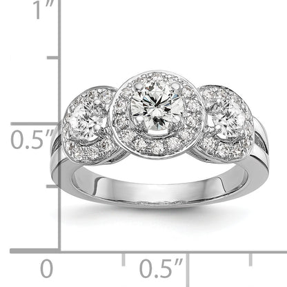 14k White Gold 1 1/3 Ct. Lab Grown Diamond VS/SI+ G+ Three Stone Engagement Ring