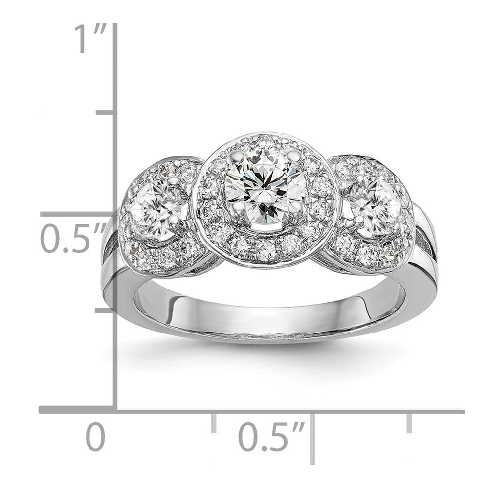 14k White Gold 1 1/3 Ct. Lab Grown Diamond VS/SI+ G+ Three Stone Engagement Ring
