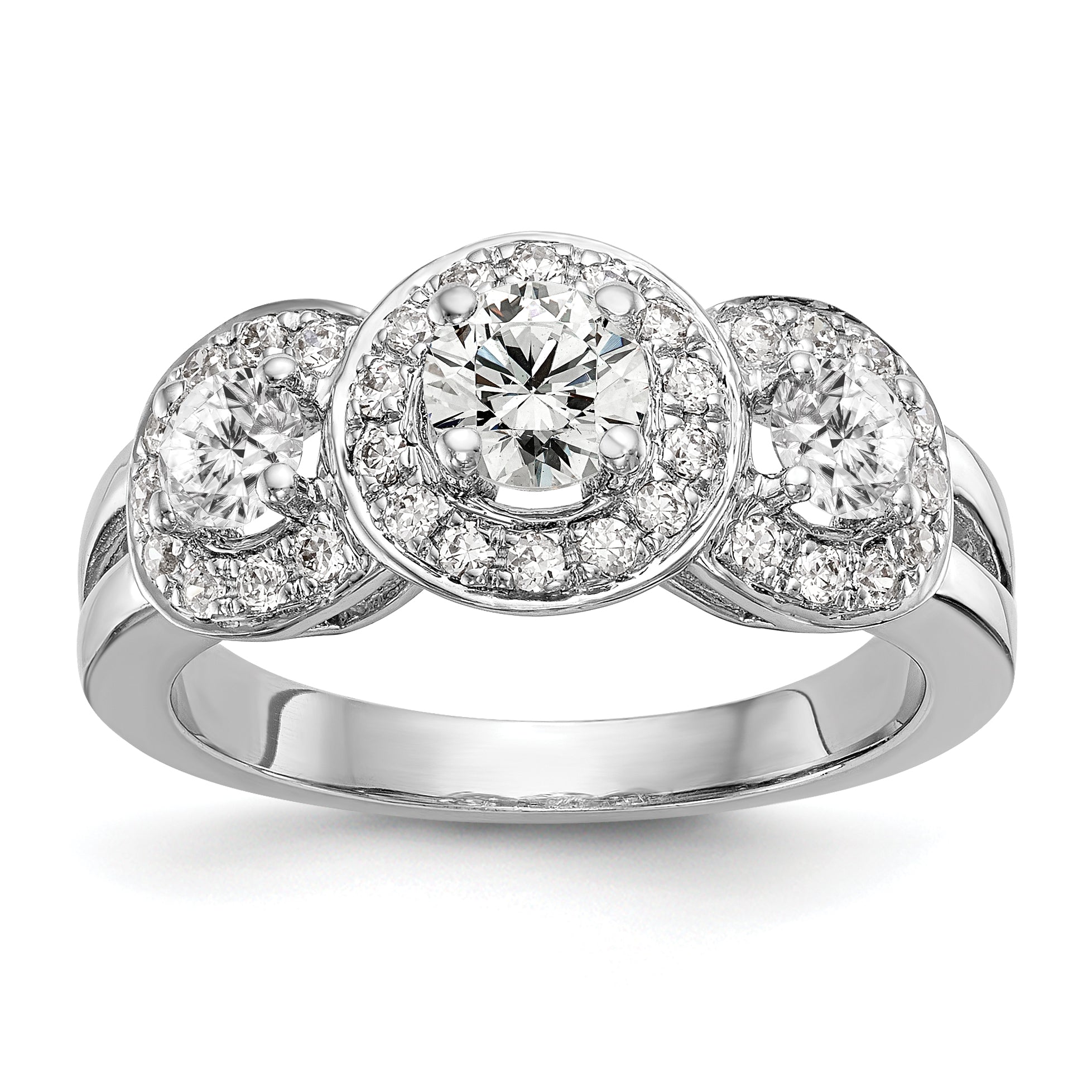 14k White Gold 1 1/3 Ct. Lab Grown Diamond VS/SI+ G+ Three Stone Engagement Ring