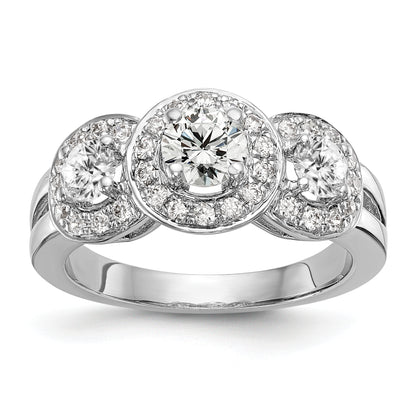 14k White Gold 1 1/3 Ct. Lab Grown Diamond VS/SI+ G+ Three Stone Engagement Ring
