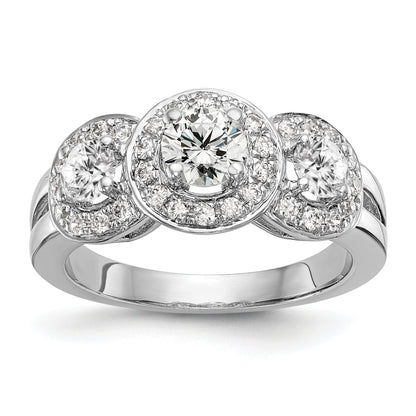 14K White Gold 1 1/3 Carat Lab Grown Diamond Vs/Si+ G+ Complete Three Stone Engagement Ring (Size 7 Only)