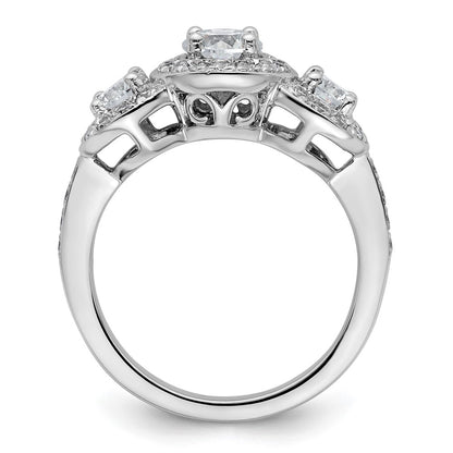 14K White Gold 3 Stone Simulated Diamond Engagement Ring