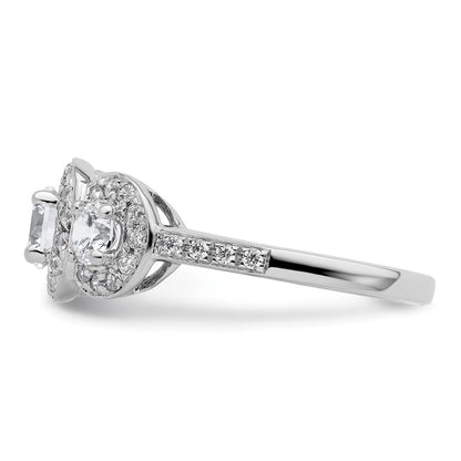 14K White Gold 3 Stone Simulated Diamond Engagement Ring