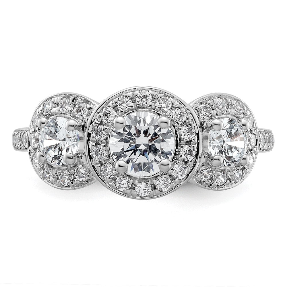 14K White Gold 3 Stone Simulated Diamond Engagement Ring