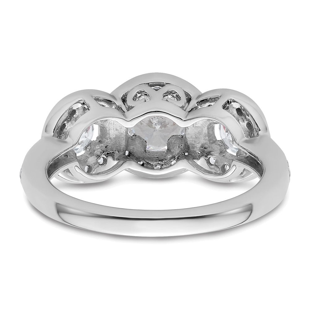 14K White Gold 3 Stone Simulated Diamond Engagement Ring