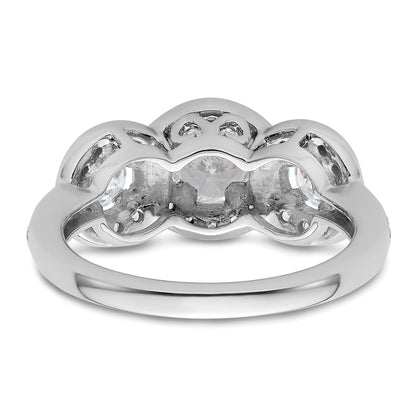 14K White Gold 3 Stone Simulated Diamond Engagement Ring