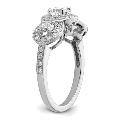 14K White Gold 3 Stone Simulated Diamond Engagement Ring