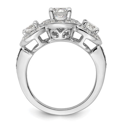 14K White Gold 3 Stone Simulated Diamond Engagement Ring