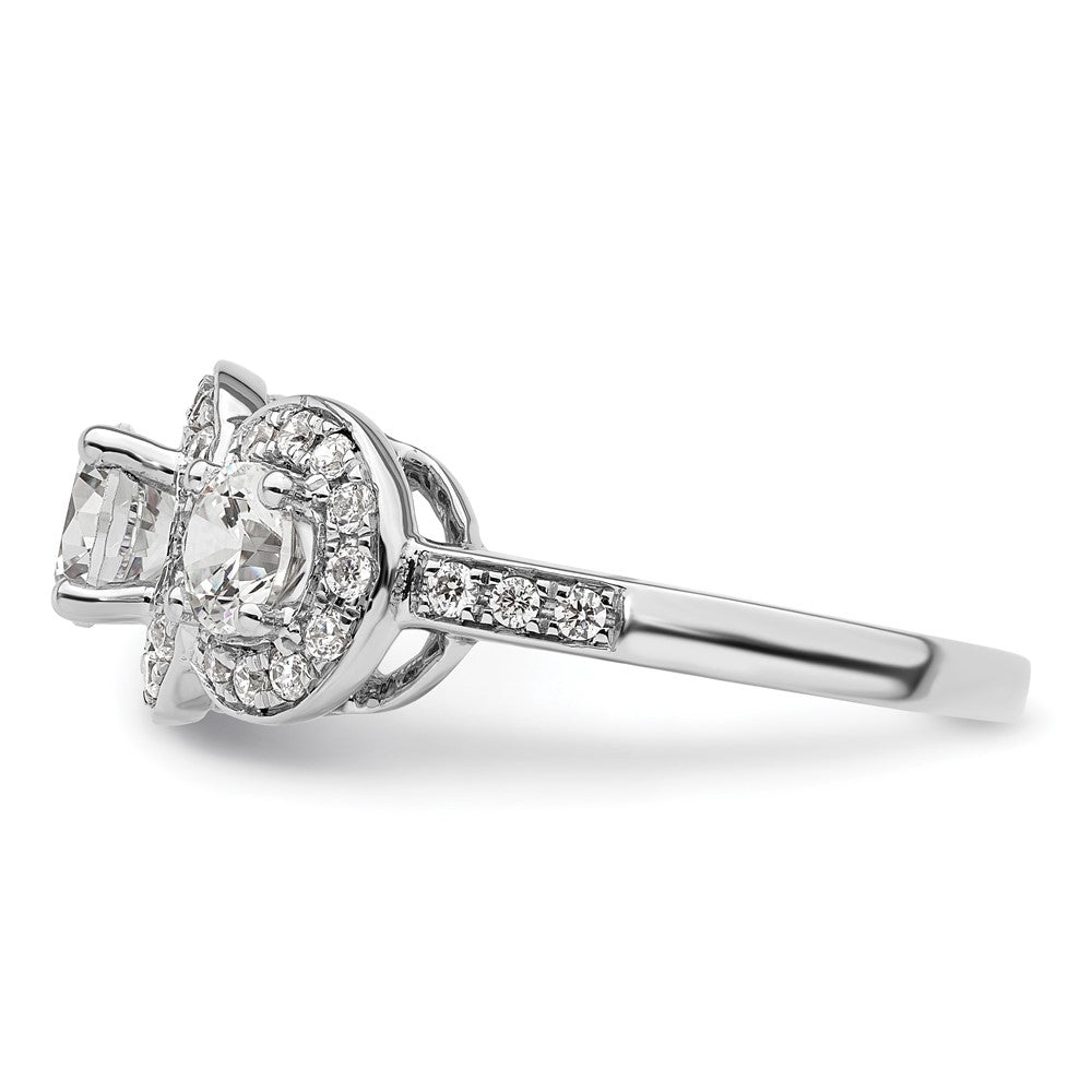 14K White Gold 3 Stone Simulated Diamond Engagement Ring