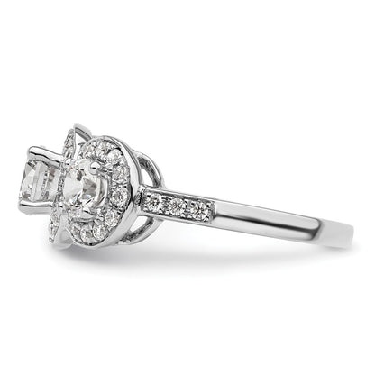 14K White Gold 3 Stone Simulated Diamond Engagement Ring