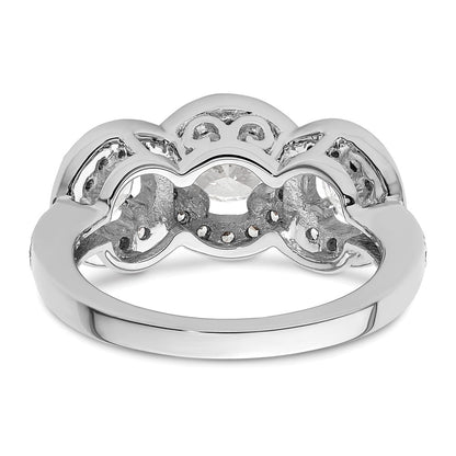 14K White Gold 3 Stone Simulated Diamond Engagement Ring