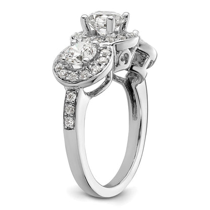 14K White Gold 3 Stone Simulated Diamond Engagement Ring