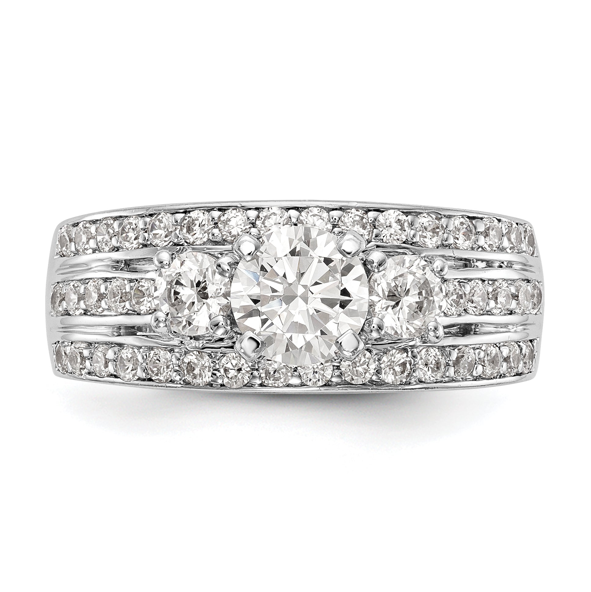 14K White Gold Lab Grown Diamond VS/SI FGH 3-Stone Engagement Ring