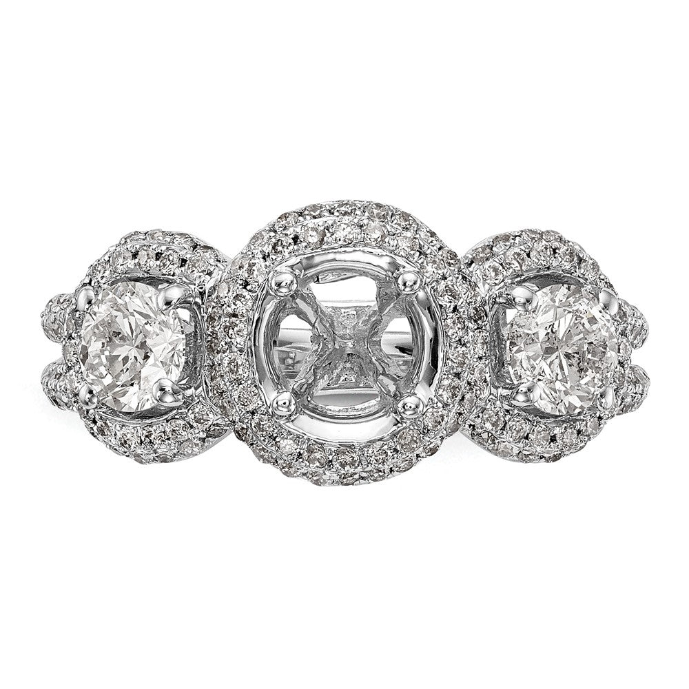 0.63ct. CZ Solid Real 14K White Gold 3-Stone Engagement Ring