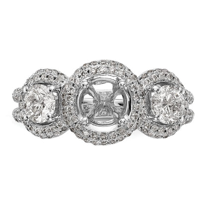 0.63ct. CZ Solid Real 14K White Gold 3-Stone Engagement Ring