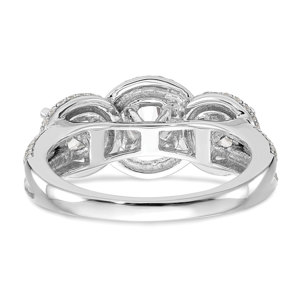0.63ct. CZ Solid Real 14K White Gold 3-Stone Engagement Ring