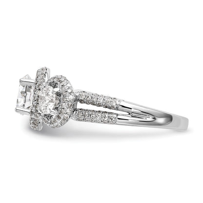 14K White Gold 3 Stone Simulated Diamond Engagement Ring