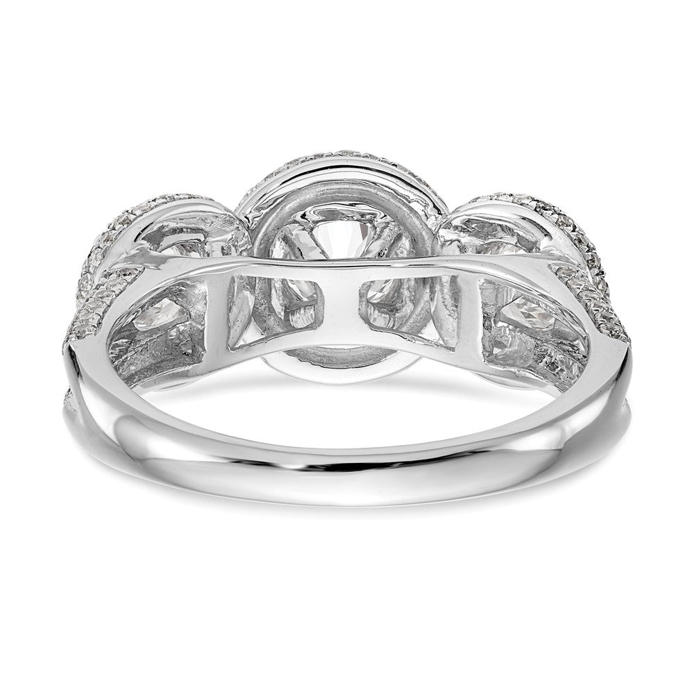 14K White Gold 3 Stone Simulated Diamond Engagement Ring