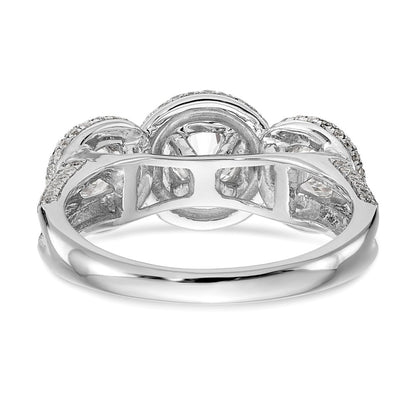14K White Gold 3 Stone Simulated Diamond Engagement Ring