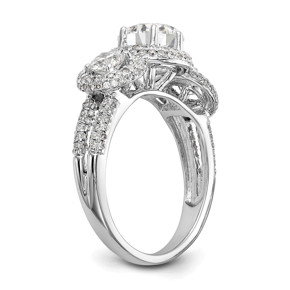 14K White Gold 3 Stone Simulated Diamond Engagement Ring