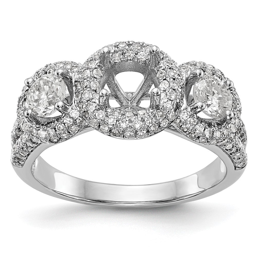 14K White Gold 3 Stone Simulated Diamond Engagement Ring