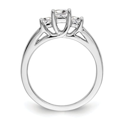 14K White Gold 3 Stone Simulated Diamond Engagement Ring